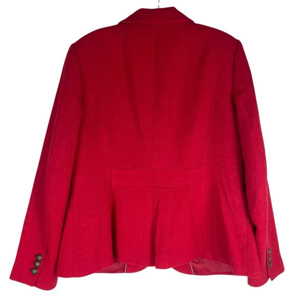 Talbots Wool Blend 2 Button Blazer Jacket Red Holiday Size 12 - Picture 4 of 8